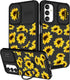 (2in1 Cute Girls Sunflower Kawaii Aesthetic Case for Samsung A14 5G, Black Design with Camera Cover and Ring Stand