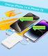 miisso 6000mah Ultra Slim Power Bank, Card Size Built in USB C Cords Battery Pack, Portable Charger for Phones, Snow