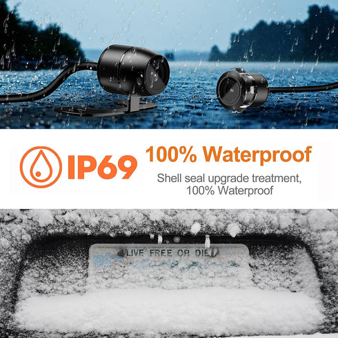 RAAYOO 170Wide IP69 18.5mm, 12V/24V, Backup Camera Flush Mount, Metal Housing View Angle Rear/Side/Front View Camera