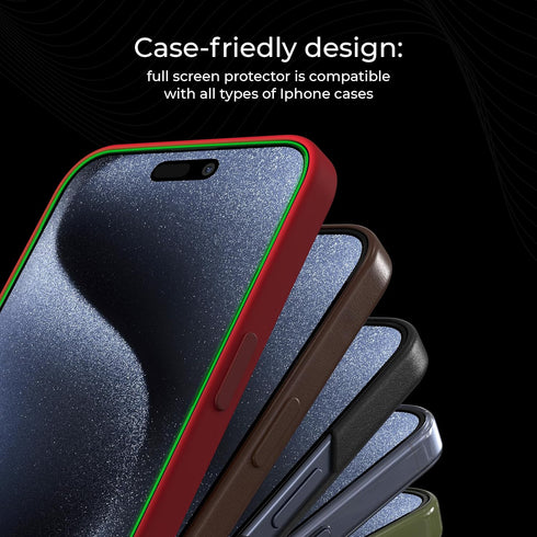Deppa [2 Pack Anti-Fingerprint Screen Protector for iPhone 15 Pro (6.1') Tempered Glass Edge to Edge Full Coverage