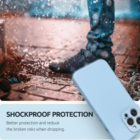 SURPHY iPhone 13 Pro Case, Light Blue, Liquid Silicone with Screen Protector, Camera Protection, Soft Microfiber Lining