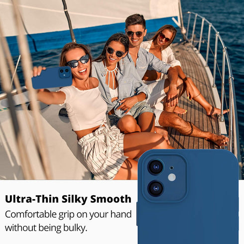 IceSword iPhone 12 Mini Case - Matte Blue Thin Liquid Silicone, Soft Silk Cloth, Cool Shockproof Gel Rubber