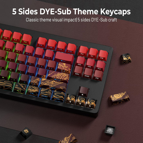 XVX 129 Keys PBT Dye Sub Keycap Set, Cherry Profile Custom Keycaps, Wave of Kanagawa Double Shot Keycaps for Mechanical