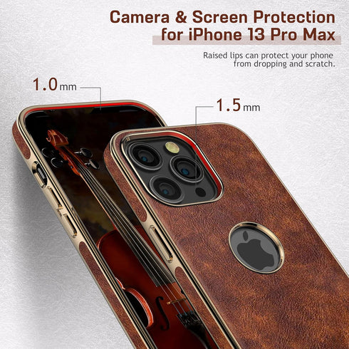 LOHASIC iPhone 13 Pro Max Case - Vintage Leather Thin Slim Luxury PU Soft Flexible Bumper Protective Cover