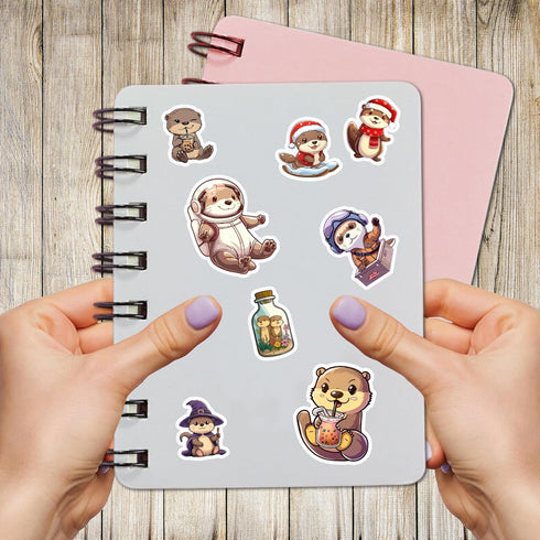 50 PCS Cute Otter Stickers, Waterproof Vinyl Decals for Water Bottles, Skateboard, Guitar, Phone Case for Kids Adults