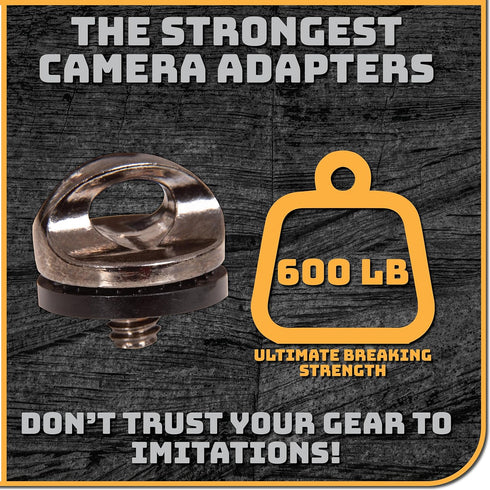 Camera Tripod Adapter Ring - Quick Install/Release 1/4"-20 Neck and Wrist Strap Mount for Camera Slings and Securing Camera Lanyards - (3-Pack)