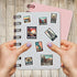 Pack 50 PCS Stamp Sticker Print Envelopes, Waterproof Vinyl Decals Vintage Items for Kids Teens Adults, Labels for