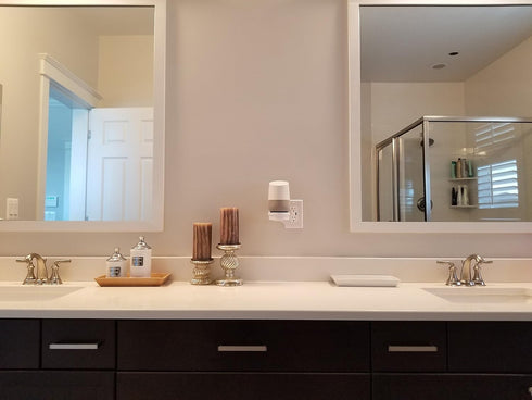 Mount Genie Smart Home Outlet Shelf: Hidden Cord Storage for Google Home, Nest, Security Cameras, Smart Speakers