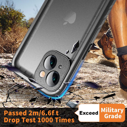 Cozycase iPhone 13 Waterproof Case, Full Body Dustproof Shockproof with Built-in Screen Protector (Black)