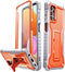 FITO Dual Layer Shockproof Case for Samsung Galaxy A32 5G, with Screen Protector, Built-in Kickstand, Orange