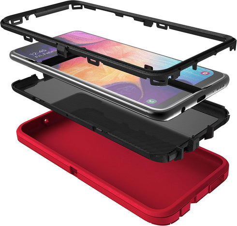 MXX Heavy Duty Case for Samsung Galaxy A50, Tough Drop Protection (No Screen Protector), Red, A50s/A30s Compatible