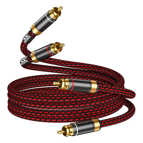 Hagietek 2 RCA Audio Cable Audiophile Gold Plated Stereo Braided Subwoofer Cable Oxgen