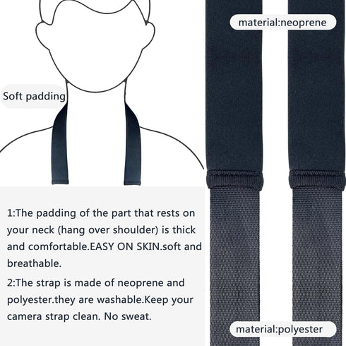 YMTHamaz3 Photographers,Black,56 Inch Camera Neck Strap,Soft Binocular Should Strap with Quick Release Buckle,Neoprene