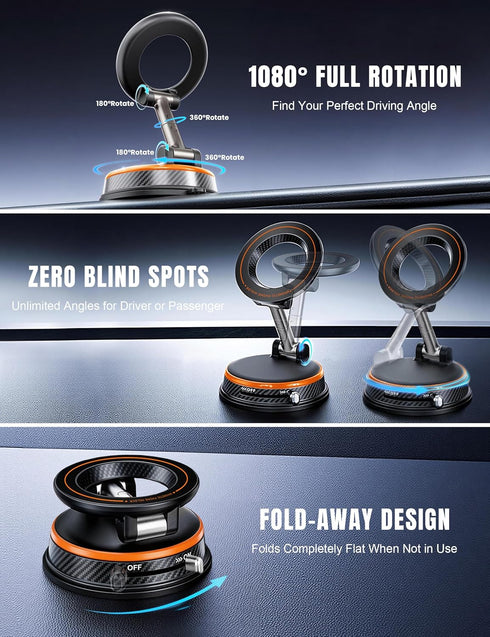 werfami 2026 108lbs N55 3000gf 360 17 16 15 Upgraded Vacuum Magnetic Car Phone Holder - Ultra Suction Nano-Gel Mount