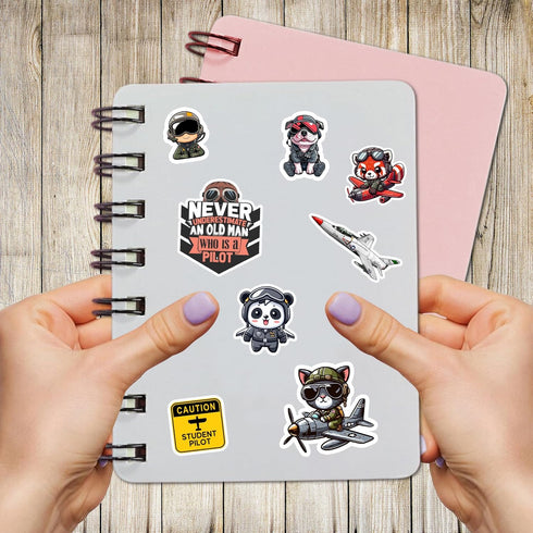50 PCS Plane Pilot Wing Stickers, Waterproof Vinyl Decals for Laptop, Water Bottle, Gifts for Teens Adults