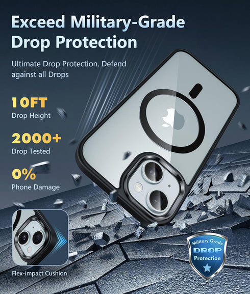 FNTCASE iPhone 15 Plus Case: Slim Magnetic Clear, Military Grade, Shockproof, Anti-Yellowing, with Lens & Screen