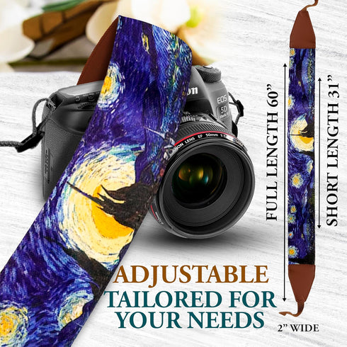 Van Gogh Starry Night Camera Strap, Universal DSLR Neck & Shoulder Camera Belt for Digital DSLR - Artistic & Cool Design