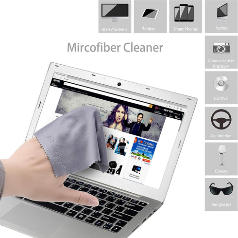 Wisdompro 8-Pack Microfiber Cleaning Cloth for Camera Lens, Glasses, and Electronics - Grey