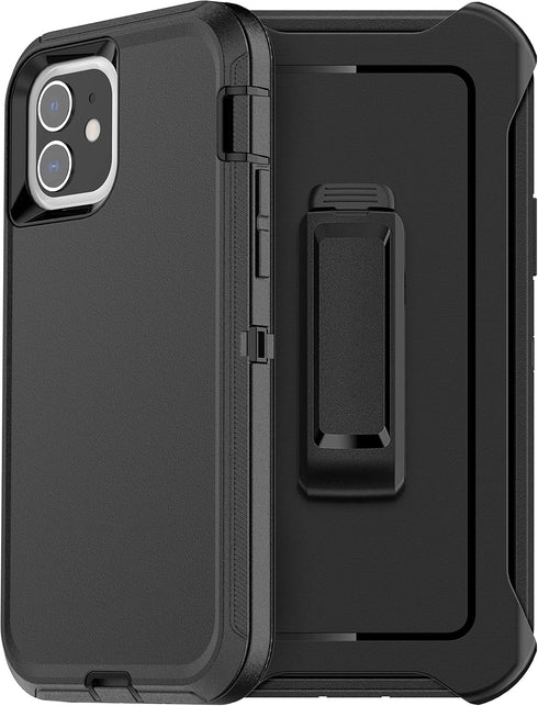 Defense iPhone 12 Case with Two Screen Protectors, 3 Layer Rugged Heavy Duty for iPhone 12/Pro