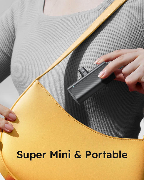 VEGER 5000mAh Portable Charger, USB C Power Bank, Fast Charging 20W Mini Battery Pack for iPhone 16/15, Samsung Galaxy