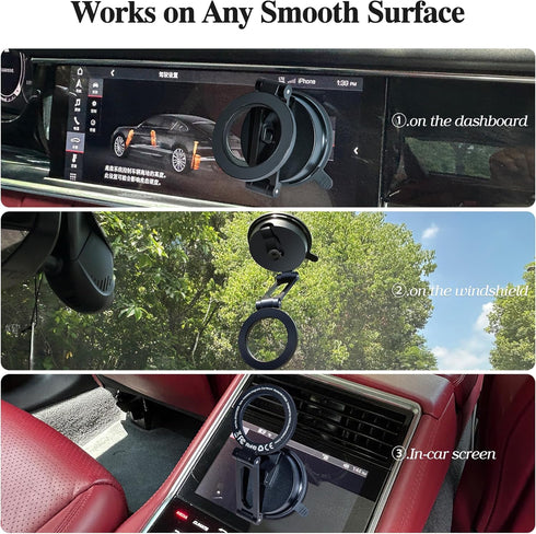 WIWU 360Rotation 17/16/15/14/13/12 for MagSafe Car Mount Magnetic Phone Holder Suction Cup Phone Mount for Car Foldable