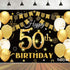 Saliyaa 7x5ft Happy 50th Birthday Backdrop, Black Gold Birthday Sign Poster for Men Women 50th Party
