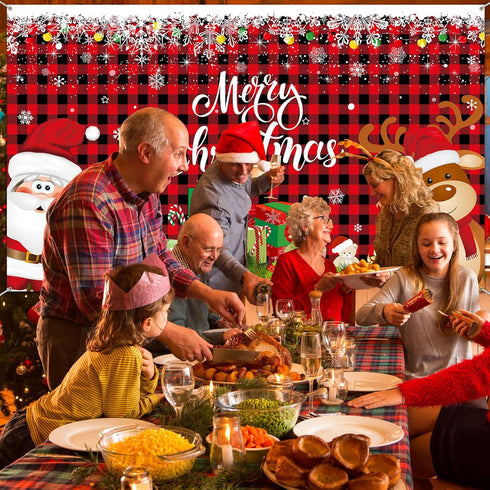 Irenare Christmas Banner Backdrop, Merry Christmas Banner for Indoor Holiday Party Photo Booth Decor, 72.8 X 43.3 Inch