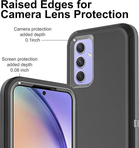 Samsung Galaxy A54 5G Case, 3 in 1 Full Body Shockproof Heavy Duty Protection with 2-Pack Tempered Glass Protectors