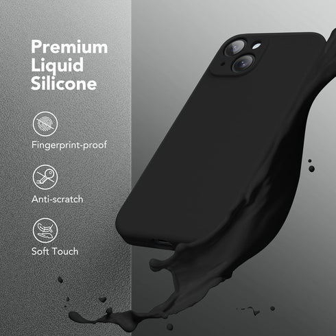 iPhone 14 Case, Black Silicone Shockproof, MagSafe Compatible, Full Camera Protection, Includes 2 Screen Protectors.