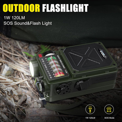 Emergency Crank Radio - Emgykit 4000mAh AM/FM/WB/SW/NOAA Weather Radio with Bluetooth, Flashlight, SOS Alarm