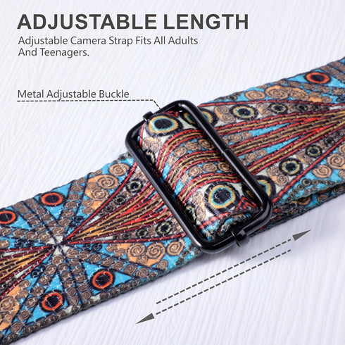 Padwa Lifestyle Adjustable Camera Strap - 2" Wide Cowhide Head Straps for Photographers, Vintage Neck & Shoulder