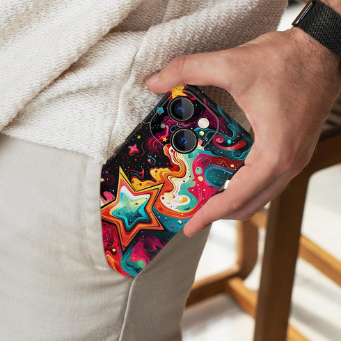 SKRYUIE Ultra-Slim Protective Case for iPhone 15, Shockproof Soft TPU and Scratch-Resistant Design - Star Colorful