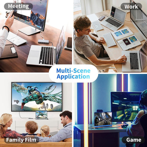 USB C to Dual HDMI Adapter, Multi Display Docking Station with 2 HDMI, Displayport, 100W PD, 3 USB Ports