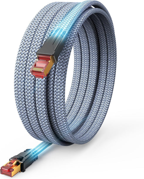 Snowkids Cat 8 Ethernet Cable 50 FT, Braided Heavy Duty High Speed