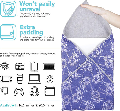 Foto&Tech Flexible Magic Cloth Wrapper, Anti-Scratch Camera Lens Book Wrap Travel Case for DSLR, Laptop, Smartphone