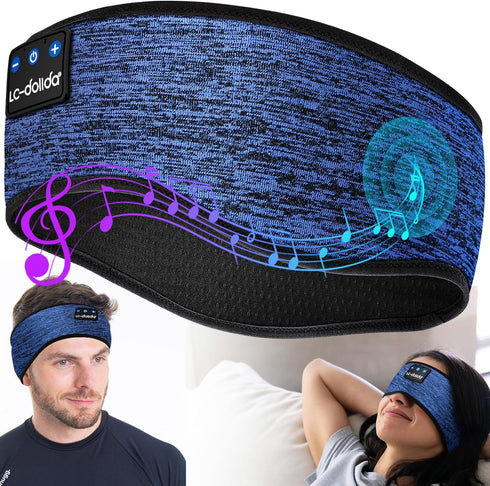 LC-dolida Bluetooth Sleep Headphones Headband, Wireless Earphones Built-in Speakers for Side Sleepers, Gifts for Men