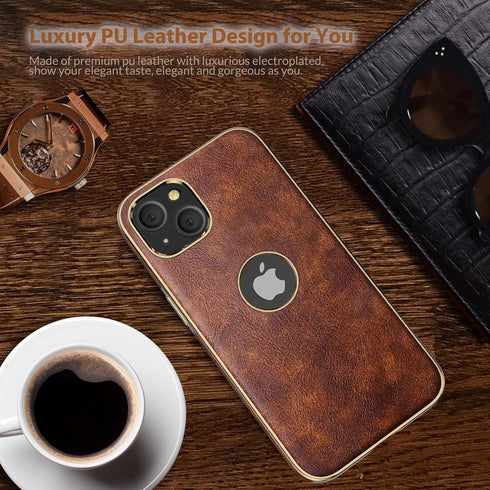 LOHASIC Vintage Leather Case for iPhone 13, Slim Luxury PU Soft Flexible Bumper, Shockproof Cover