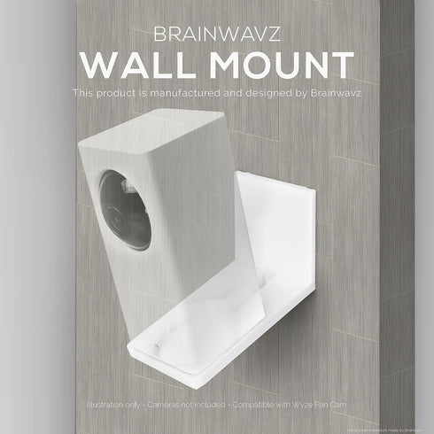 Screwless Tilted Wall Mount Kit for Wyze Cam Pan, VHB Stick On, Full Tilt & Pan Function, Strong Adhesive Mount, White