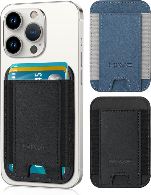 2 Pack Phone Card Holder, Premium Leather Stick On Wallet, Strong Adhesive Cell Phone Pocket for iPhone, Samsung & Most