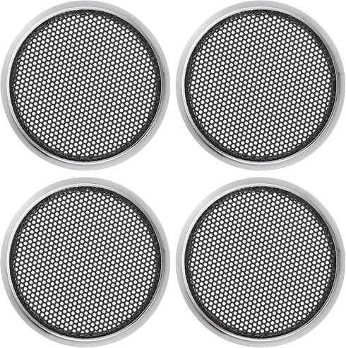 ACROPIX Universal 1.5" Round Car Speaker Grills Cover Mesh - Silver Tone Protector Case for Audio Speaker - Pack of 4