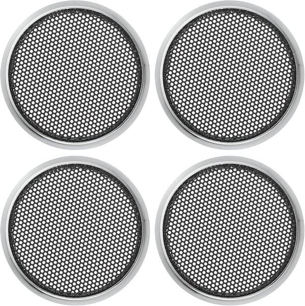 ACROPIX Universal 1.5" Round Car Speaker Grills Cover Mesh - Silver Tone Protector Case for Audio Speaker - Pack of 4