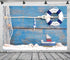 BELECO 5x3ft Fabric Nautical Backdrop Life Buoy and Toy Boat Shells on Blue Wooden Background Phtography Backdrop