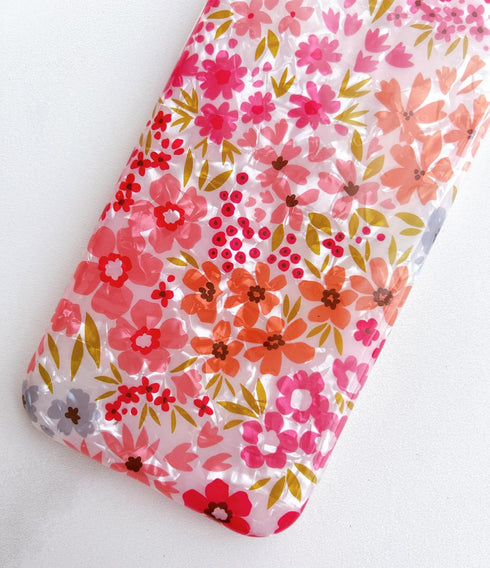 Qokey Cute Flower Case for iPhone 11, Shell Pattern Sparkle Crystal Translucent Soft Fit TPU Cover (Clear Pink Floral)