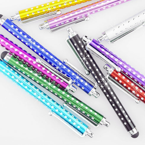 Eco-Fused 10 Pack Bling Metal Stylus Pens, Universal, Compatible with All Capacitive Touchscreen Devices, iPad, iPhone