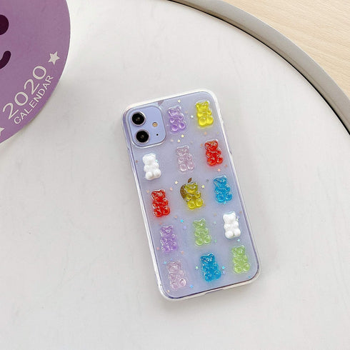 UnnFiko Cute Clear Phone Case for iPhone 7/8, Kawaii Cartoon Bears Protective Cover