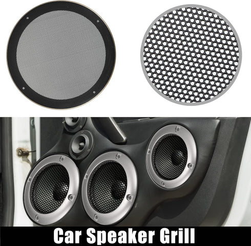 X AUTOHAUX 8 Inch Car Metal Audio Speaker Grill Cover Mesh Woofer Horn Guard Decorative Circle Grille Protector with Screw Gold Tone
