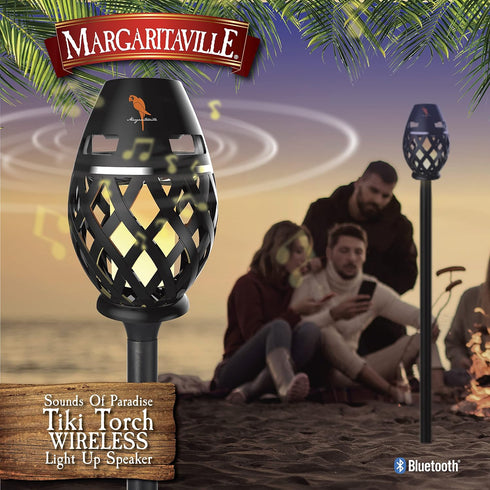 Margaritaville Tiki Torch Waterproof Bluetooth Speaker, Portable Party Speaker with Flickering LED Lights