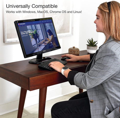 Verbatim Wireless Keyboard and Mouse Combo, Compact Silent 2.4GHz with USB Nano Receiver for Laptop, PC - Black