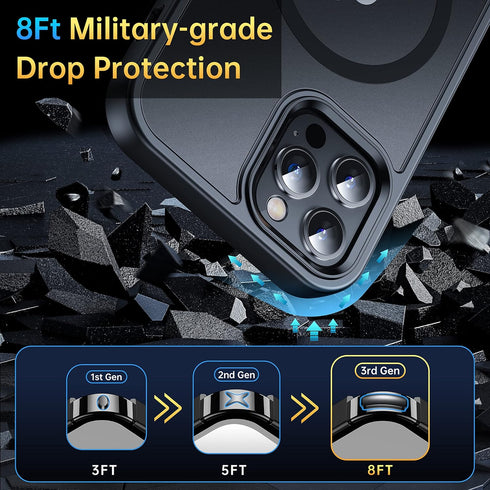 Magnetic Case for iPhone 12/12 Pro, Military Grade Drop Tested, Compatible with MagSafe, Shockproof Black