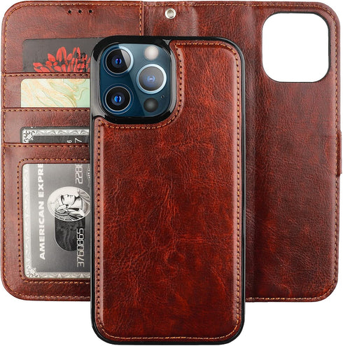 Bocasal Detachable Wallet Case for iPhone 13 Pro Max, RFID Blocking Card Slots Holder, Premium PU Leather Magnetic